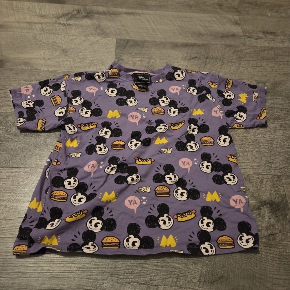 Disney Store LE Mickey Mouse Purple Tee Artist Series by Nanako Kanemitsu Small